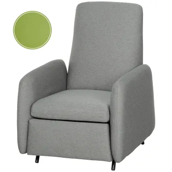 HOMCOM Fotoliu Rabatabil cu Suport pentru Picioare si Husa de Schimb, 79x93x103 cm, Gri | Aosom Romania imagine