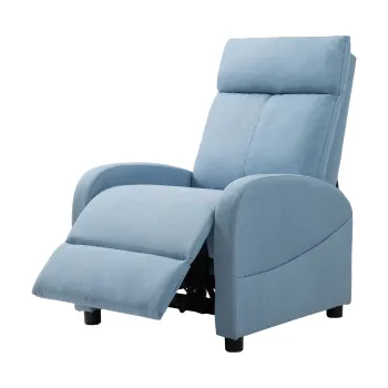 HOMCOM Fotoliu Rabatabil Manual cu Suport pentru Picioare din Material Textil cu Efect de In, 69x85x100 cm, Albastru | Aosom Romania imagine