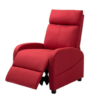 HOMCOM Fotoliu Rabatabil Manual cu Suport pentru Picioare din Material Textil cu Efect de In, 69x85x100 cm, Rosu Vin | Aosom Romania imagine
