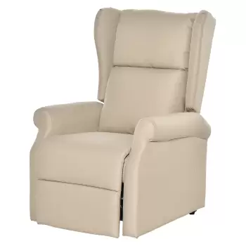 Homcom Fotoliu Rabatabil Masaj si Mecanism de Ridicare Telecomanda Alb Crem imagine