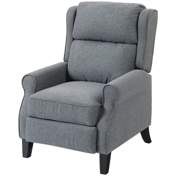 HOMCOM Fotoliu Reclinabil 132? max din Tesatura cu Efect de In cu Suport pentru Picioare, 74x84x102 cm, Gri | Aosom Romania imagine