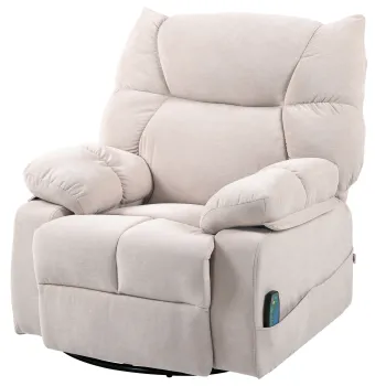 HOMCOM Fotoliu Reclinabil 145? cu Masaj si Incalzire cu 5 Programe si 8 Puncte Vibrante, Buzunare de Depozitare, Bej | Aosom Romania imagine