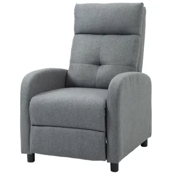 HOMCOM Fotoliu Reclinabil 155? max in Tesatura cu Efect de In Gri cu Suport pentru Picioare, 67x87x98 cm | Aosom Romania imagine