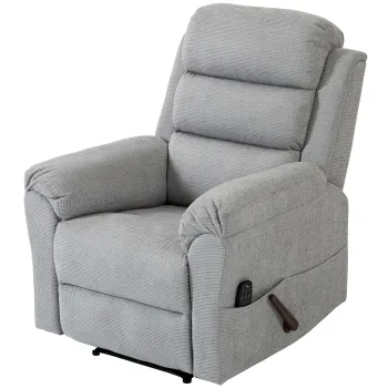 HOMCOM Fotoliu Reclinabil cu Masaj Manual  135?, Incalzire si 8 Puncte de Masaj, Chenille, 87x95x109 cm, Gri Deschis | Aosom Romania imagine