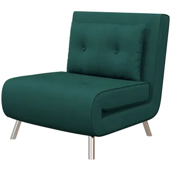HOMCOM Fotoliu recliner cu functie de pat, butoane decorative, aspect de panza, 77 cm x 88 cm x 83 cm, Verde | Aosom Romania imagine