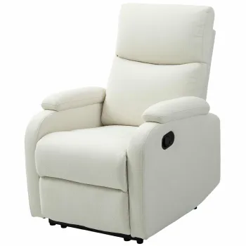 HOMCOM Fotoliu Recliner din In cu Suport Reglabil pentru Picioare, 69x91,5x103 cm, Alb crem | Aosom Romania imagine