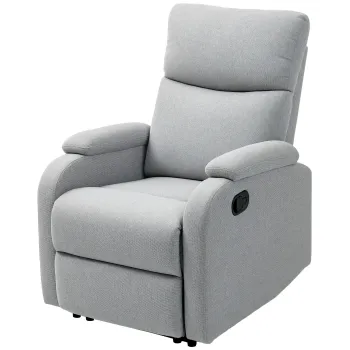HOMCOM Fotoliu Recliner din In cu Suport Reglabil pentru Picioare, 69x91,5x103 cm, Gri | Aosom Romania imagine