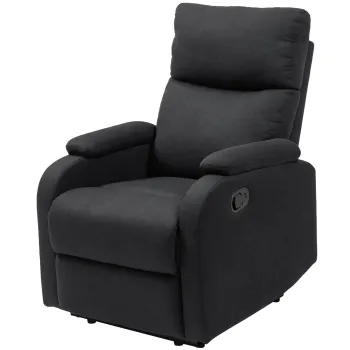 HOMCOM Fotoliu Recliner din In cu Suport Reglabil pentru Picioare, 69x91,5x103 cm, Negru | Aosom Romania imagine