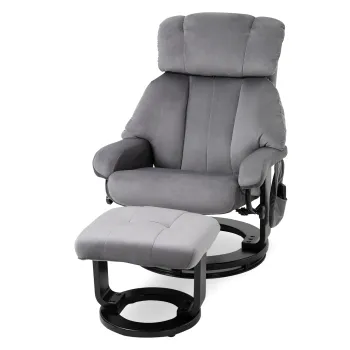 HOMCOM Fotoliu Reglabil cu Telecomanda si Suport pentru Picioare, Fotoliu cu 10 Puncte de Masaj, 74x85x102 cm, Gri | Aosom Romania imagine