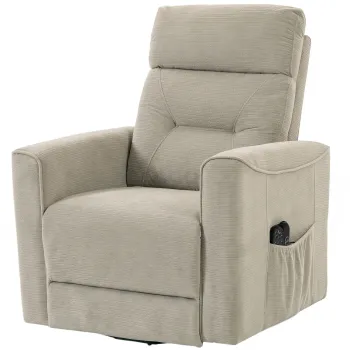 HOMCOM Fotoliu relax cu asistenta electrica la ridicare, masaj & caldura, fotoliu chenille cu arcuri, Greige | Aosom Romania imagine