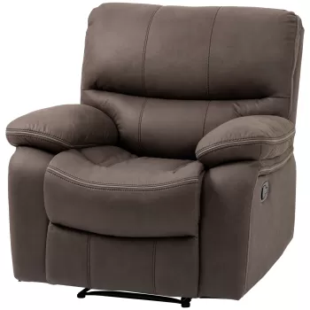 HOMCOM Fotoliu Relax cu inclinare manuala si suport pentru picioare, husa din microfibra si captuseala suplimentara, 97x99x96cm, maro | AOSOM RO imagine