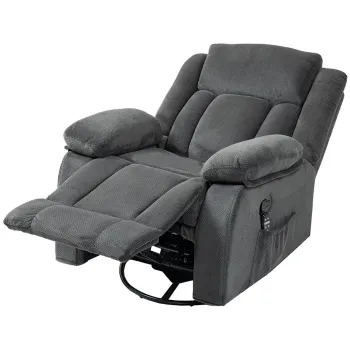 HOMCOM Fotoliu relax cu masaj prin vibratii si incalzire, fotoliu rotativ reglabil manual cu functie de balans si arcuri pocket, Gri | Aosom Romania imagine