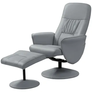 HOMCOM Fotoliu relax cu otoman fotoliu de relaxare relaxant pivotant 360? si spatar inclinabil, 76x81x101cm, gri | Aosom Romania imagine