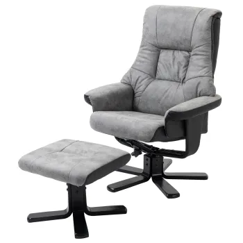 HOMCOM Fotoliu relax cu taburet, rotativ 360?, inclinabil 135?, husa respirabila, 78 x 82,5 x 109 cm, gri | Aosom Romania imagine