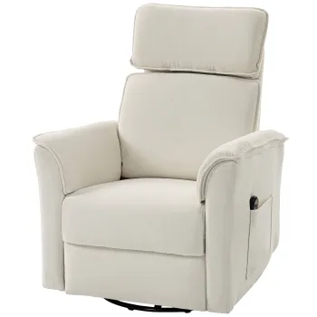 HOMCOM Fotoliu relax electric cu functie de inclinare, spatar reglabil, tetiera pentru living, alb-crem | Aosom Romania imagine