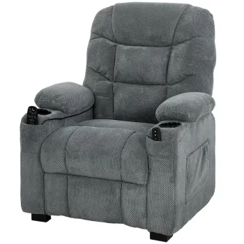 HOMCOM Fotoliu relax electric cu masaj si incalzire, motor silentios si functie Memory, Gri inchis | Aosom Romania imagine