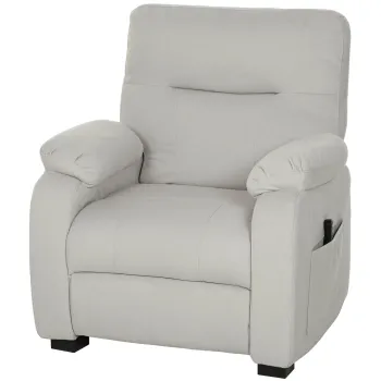 HOMCOM Fotoliu relax electric fotoliu reclinabil port USB suport picioare buzunare laterale telecomanda 96x90x103cm crem | Aosom Romania imagine