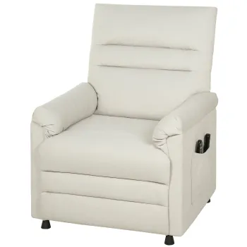 HOMCOM Fotoliu relax electric masaj si incalzire, fotoliu inclinabil, suport pentru picioare, motor silentios, 82x99x106cm, crem | Aosom Romania imagine