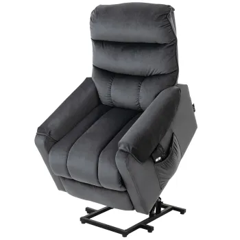 HOMCOM Fotoliu Relax Electric Rabatabil la 135?, Fotoliu cu Masaj cu Sistem de Inaltare cu Teleocmanda, Captuseala dubla si Husa din Catifea 135? imagine