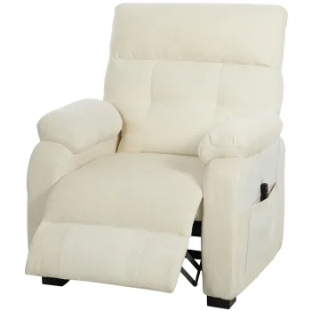 HOMCOM Fotoliu Relax Electric Reclinabil 150? cu Suport pentru Picioare, Sezut Spatios, Fotoliu Silentios, Port USB, Functie Memory, Telecomanda, din Catifea, pentru Living, Alb | Aosom Romania imagine