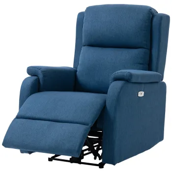 HOMCOM Fotoliu Relax Electric Reclinabil 150? cu Suport pentru Picioare si Port USB, Fotoliu Reclinabil Electric cu Cotiere Largi, Material cu Aspect de In, pentru Living, Dormitor, Albastru | Aosom Romania imagine