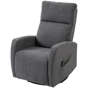 HOMCOM Fotoliu relax, fotoliu de masaj din chenille cu functie de incalzire, rotatie 360?, mecanism de balans, reglare manuala, gri inchis | Aosom Romania imagine