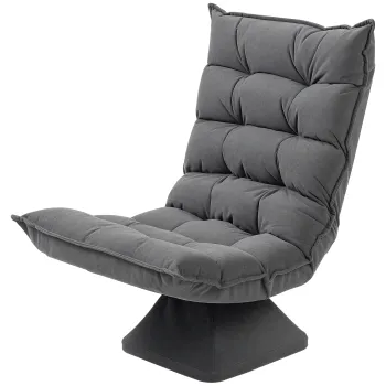 HOMCOM Fotoliu relax fotoliu lounge design capitonat inclinare spatar reglabil pivotant 360? finisaj in gri chinuit | Aosom Romania imagine