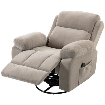 HOMCOM Fotoliu relax Fotoliu TV Fotoliu de masaj rotativ 360? cu incalzire, masaj, aspect chenille, bej | Aosom Romania imagine
