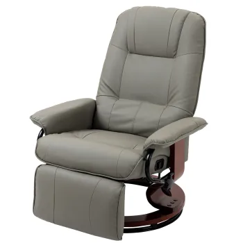 HOMCOM Fotoliu relax Fotoliu TV Fotoliu recliner Piele ecologica Scaun rotativ 360? Inclinat 145? Gri 78 x 87 x 100 cm | Aosom Romania imagine