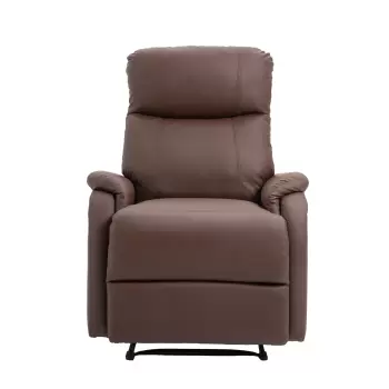 Homcom Fotoliu Relax Manual cu Spatar Rabatabil si Taburet din Piele Sintetica Maro  imagine