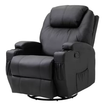 HOMCOM Fotoliu Relax pentru masaj cu 8 puncte, 5 modalitati si 2 intensitati, inclinabil cu suport pentru picioare si rotativ, 84x92x109cm, negru imagine