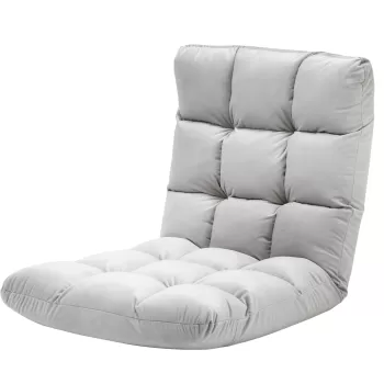 HOMCOM Fotoliu Relax pentru podea cu spatar inclinat la 180?, husa si captuseala groasa, 71x55x53,5 cm, gri deschis | AOSOM RO imagine