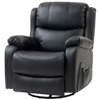 HOMCOM Fotoliu Relax Reclinabil cu 8 Puncte de Masaj si Incalzire, Negru | Aosom Romania imagine