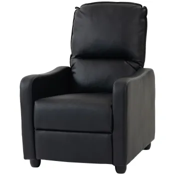 HOMCOM Fotoliu Relax Reclinabil Manual 155? cu Suport pentru Picioare, din Piele Ecologica PU, pentru Living si Dormitor, 69x91x100 cm, Negru | Aosom Romania imagine