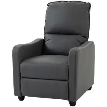 HOMCOM Fotoliu Relax Reclinabil Manual 155? cu Suport pentru Picioare, din Piele Ecologica PU, pentru Living si Dormitor, Gri Inchis | Aosom Romania imagine