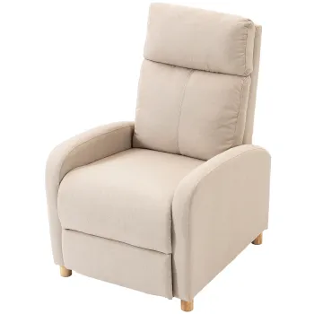 HOMCOM Fotoliu Relax Reclinabil Manual la 135? cu Suport pentru Picioare din Tesatura, Bej | Aosom Romania imagine