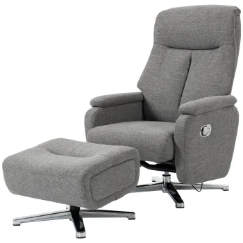 HOMCOM Fotoliu relax reglabil manual, fotoliu lounge cu taburet, gri inchis | Aosom Romania imagine