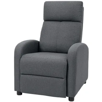 HOMCOM Fotoliu Relax si Reclinabil la 135? cu Suport de Picioare in Material Textil, 69x87x100.5 cm, Gri | Aosom Romania imagine
