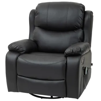 HOMCOM Fotoliu Relaxant cu Masaj si Inclinare Reglabila, Fotoliu Electric Rotativ la 360? cu Telecomanda, 97x92x104 cm, Negru imagine