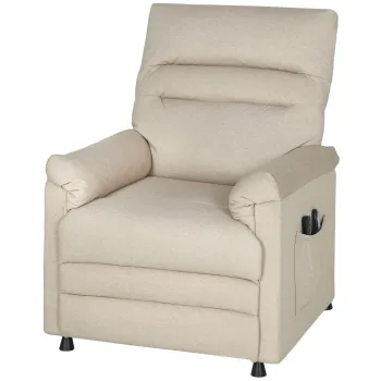 HOMCOM Fotoliu Relaxant Electric cu Masaj si Incalzire, cu Suport pentru Picioare, Silentios, Reclinabil 150? in Material Catifelat Prietenos cu Animalele, cu Functie de Memorare, 2 Telecomenzi pentru Sufragerie, Bej | Aosom Romania imagine