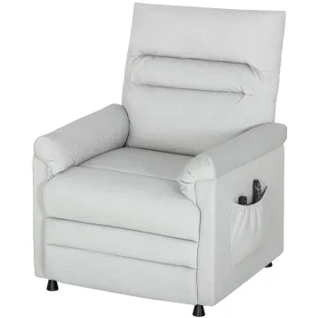 HOMCOM Fotoliu Relaxant Electric cu Masaj si Incalzire si Suport pentru Picioare, Silentios, Fotoliu Reclinabil 150? in Catifea Prietenoasa cu Animalele cu Functie de Memorare, 2 Telecomenzi pentru Sufragerie, Gri Deschis | Aosom Romania imagine