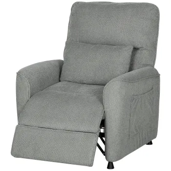 HOMCOM Fotoliu Relaxant Electric cu Masaj si Incalzire, Silentios, Reclinabil 150? in Cinilie cu Perna, Functie de Memorare, 2 Telecomenzi, Suport pentru Picioare, Pentru Living sau Birou, Gri Inchis | Aosom Romania imagine