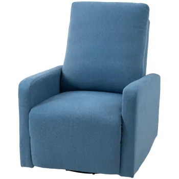 HOMCOM Fotoliu Relaxant Reclinabil Manual la 135?, Rotativ la 360? cu Functie de Balans, Albastru | Aosom Romania imagine