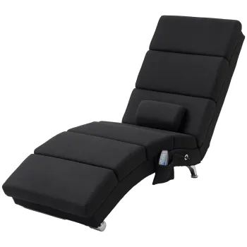 HOMCOM Fotoliu relaxant sezlong de relaxare ergonomic, cu masaj si incalzire, cu telecomanda 56 x 168 x 84 cm negru | Aosom Romania imagine