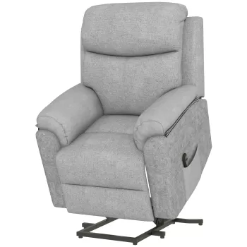 HOMCOM Fotoliu Ridicare persoane Rabatabil cu Suport pentru Picioare care se Ridica si Telecomanda, din Poliester Efect In, 83x89x102 cm, Gri imagine