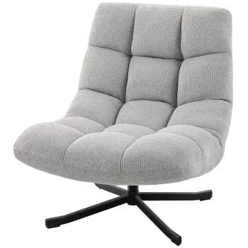 HOMCOM Fotoliu rotativ cu sezut lat, aspect chenille rezistent la apa, picioare din otel incrucisate, Gri deschis | Aosom Romania imagine