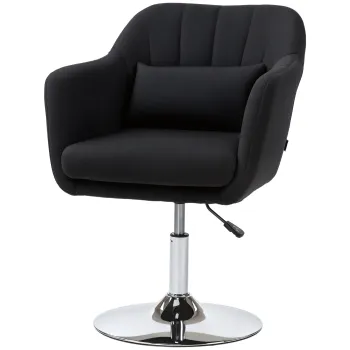 HOMCOM Fotoliu rotativ, fotoliu de birou reglabil pe inaltime, material textil de in, metal, 60 x 60 x 79-91 cm, Negru | Aosom Romania imagine