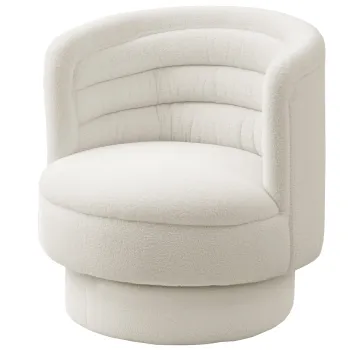 HOMCOM Fotoliu rotativ tapitat, fotoliu de lounge modern cu cadru din lemn de cauciuc, pentru sufragerie, dormitor, crem | Aosom Romania imagine