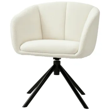 HOMCOM Fotoliu, Scaun tapitat cu coaja confortabila, rotativ, imbracat moale, pana la 120 kg, Crem | Aosom Romania imagine