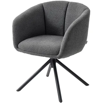 HOMCOM Fotoliu, scaun tapitat cu coaja de sezut confortabila, rotativ, tapiterie placuta, pana la 120 kg, Gri inchis | Aosom Romania imagine